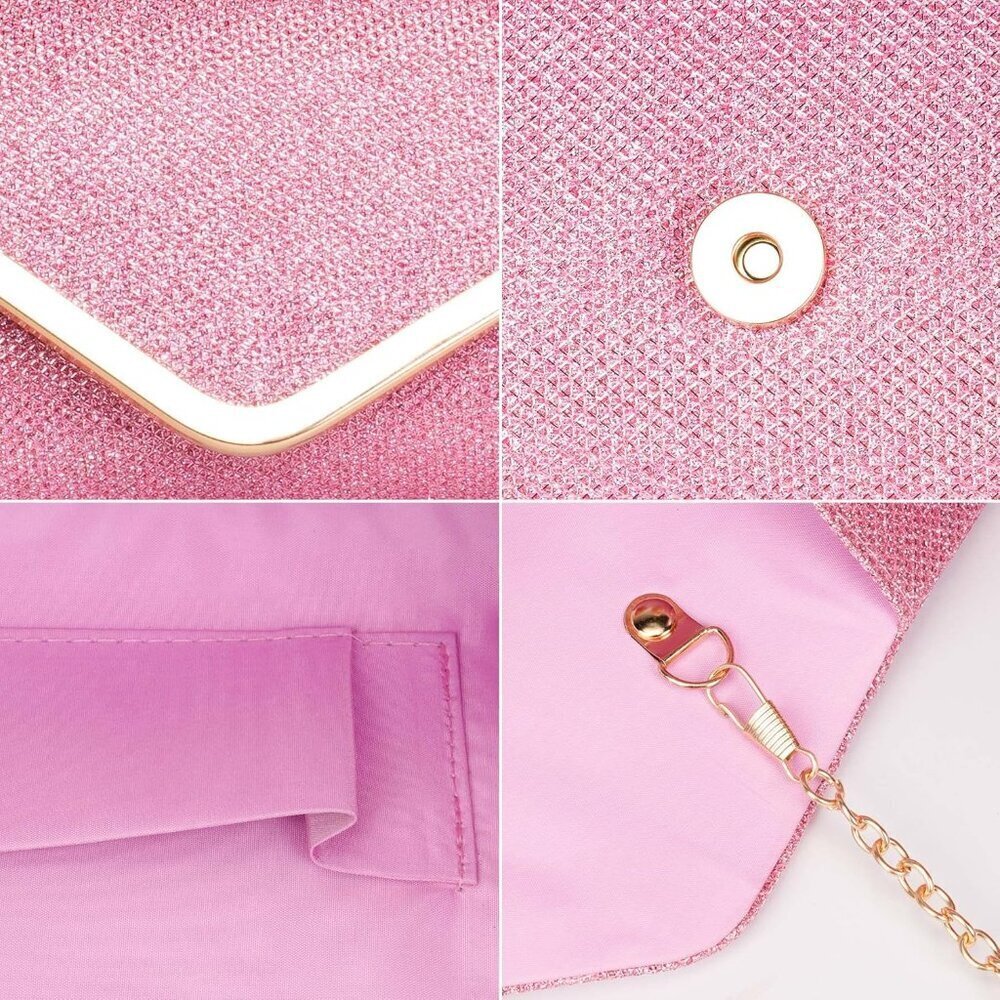 🆕Women Pink Trendy Clutch Purses Evening Fashion Envelope Cross-Body Handbags - Picture 5 of 7